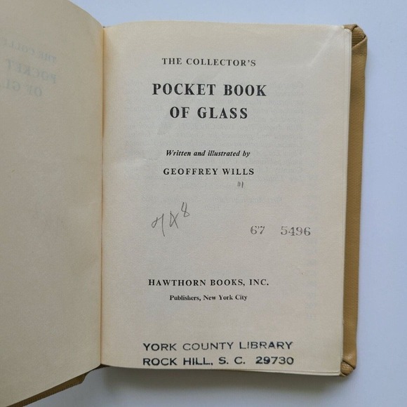 5/$12 Vintage Book Collector's Pocket Book of Glass Ex-library 1966 1st Amer Ed - Picture 2 of 12